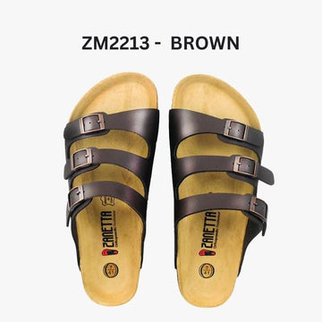 Zanetta Sandals & Flip Flops Brown / 39 ZANETTA Barcelona Three Strap Men Sandals Cow Leather Inner - Made in Taiwan ZANETTA Barcelona Three Strap Men Sandals Cow Leather Inner - Made in 