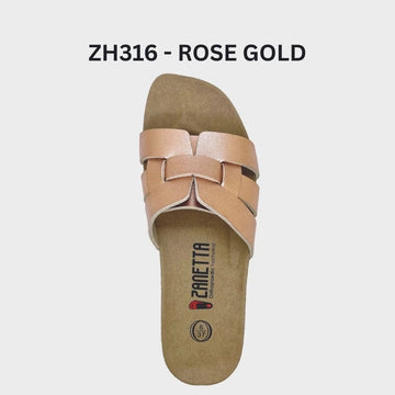 Zanetta Flat Sandals Rose Gold / 35 Zanetta Gijon Slide Sandals Women Sandal Zanetta Gijon Slide Sandals Women Sandal