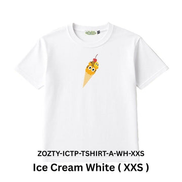 Zooztory T-shirts Ice Cream-White-XXS Zooztory Ice Cream Tiger Printed Tee Shirt Black White Zooztory Ice Cream Tiger Printed Tee Shirt Black White
