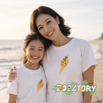 Zooztory T-shirts Zooztory Ice Cream Tiger Printed Tee Shirt Black White Zooztory Ice Cream Tiger Printed Tee Shirt Black White