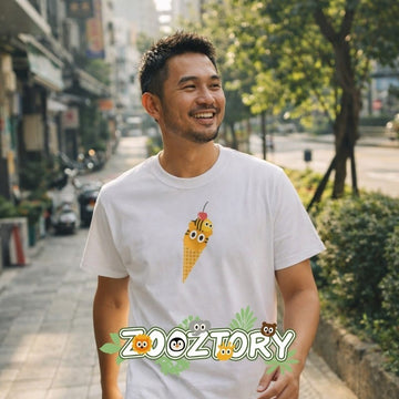 Zooztory T-shirts Zooztory Ice Cream Tiger Printed Tee Shirt Black White Zooztory Ice Cream Tiger Printed Tee Shirt Black White