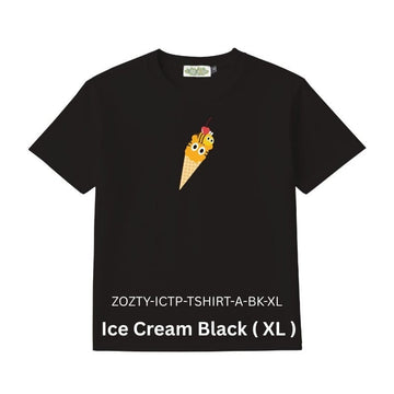 Zooztory T-shirts Ice Cream-Black-XL Zooztory Ice Cream Tiger Printed Tee Shirt Black White Zooztory Ice Cream Tiger Printed Tee Shirt Black White