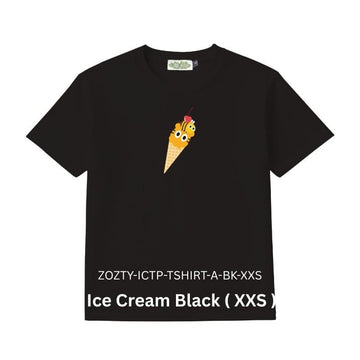 Zooztory T-shirts Ice Cream-Black-XXS Zooztory Ice Cream Tiger Printed Tee Shirt Black White Zooztory Ice Cream Tiger Printed Tee Shirt Black White