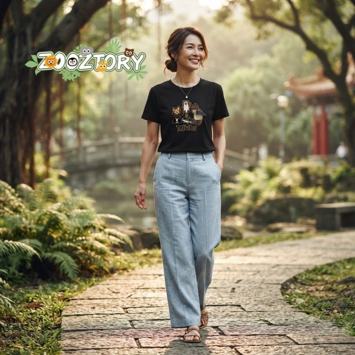 Zooztory T-shirts Zooztory Native Wildlife Of Taiwan Printed Tee Shirt Black White Zooztory Native Wildlife Of Taiwan Printed Tee Shirt Black White