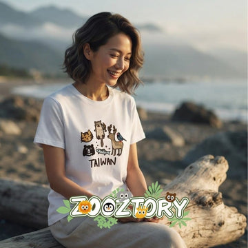 Zooztory T-shirts Zooztory Native Wildlife Of Taiwan Printed Tee Shirt Black White Zooztory Native Wildlife Of Taiwan Printed Tee Shirt Black White