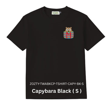 Zooztory T-Shirts Capybara Black S Zooztory Taiwan All Black Cute Simple Printed Tee Shirt Zooztory Taiwan All Black Cute Simple Printed Tee Shirt
