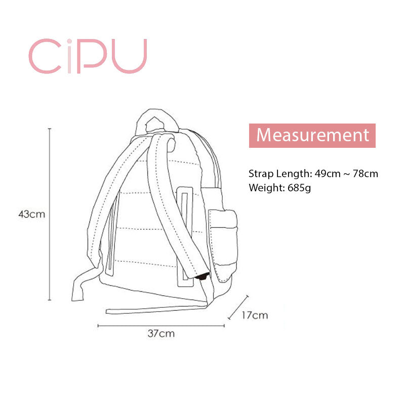 CIPU-Pink-Polkadot-Airy-Baby-Diaper-Backpack-Measurement