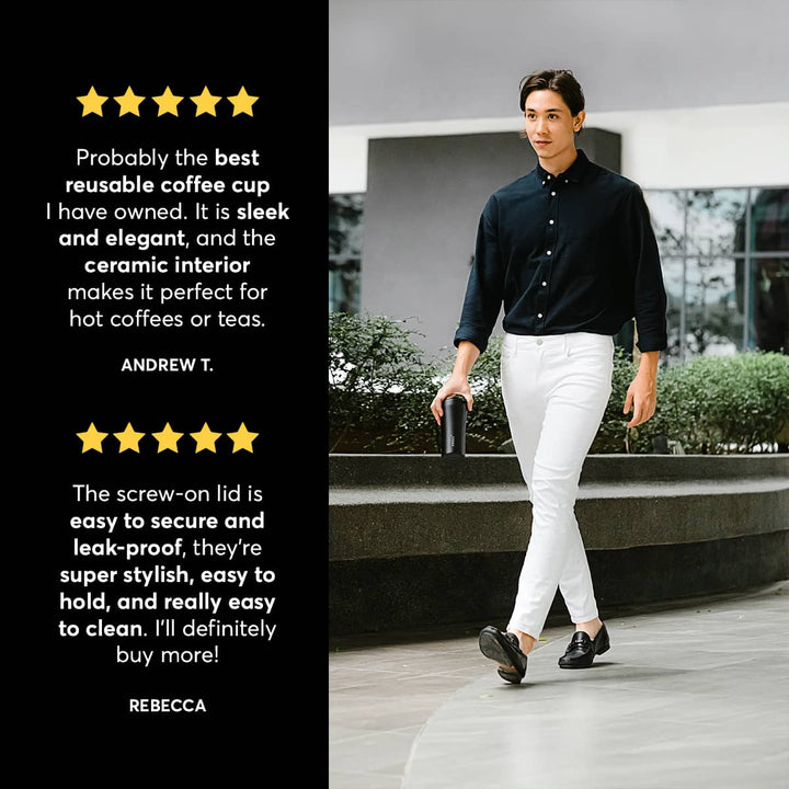 Sttoke Inc Tumbler STTOKE - The Angel White STTOKE - The Angel White - ShatterProof Ceramic Reusable Cup