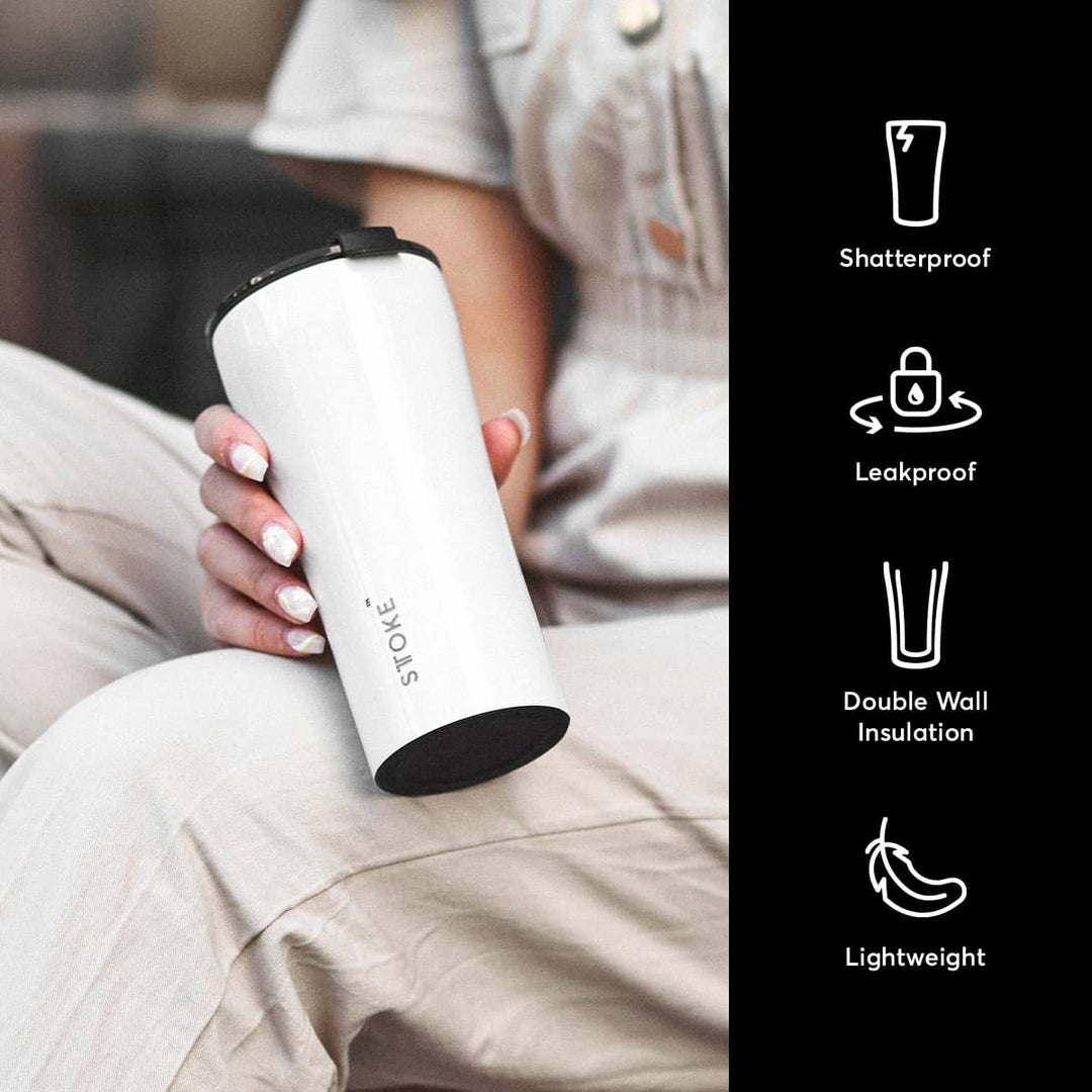 Sttoke Inc Tumbler STTOKE - The Luxe Black STTOKE - The Luxe Black - ShatterProof Ceramic Reusable Cup